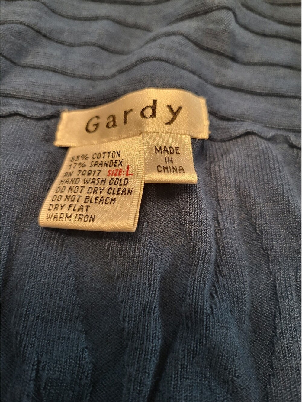 Gardy Women's Blue Ribbed Cotton Spandex Cardigan Size L
